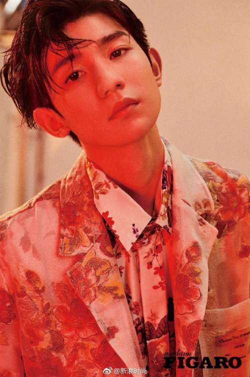 中国男团tfboys王源印花西装彰显个