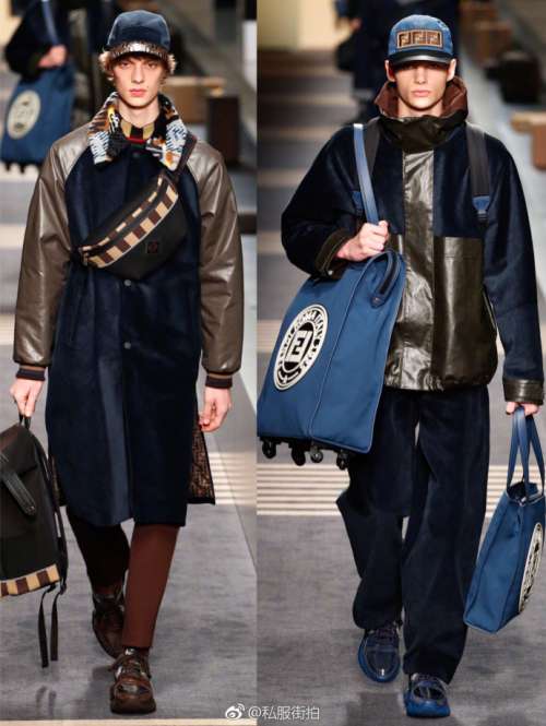 FENDI2018秋冬Collection秀场的欧美男模走秀图片