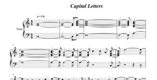钢琴谱：《Capital Letters》电影《五十度飞》插曲。
