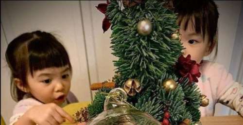 熊黛林老公晒双胞胎女儿迎圣诞，窗外高楼林立，曝光豪宅优越区位