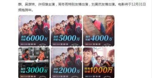 《穿过寒冬拥抱你》预售票房突破6000万，持续领跑贺岁档