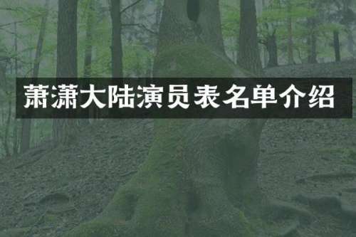 萧潇大陆演员表名单介绍
