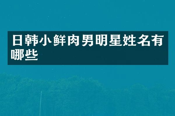 日韩小鲜肉男明星姓名有哪些