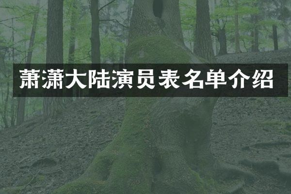 萧潇大陆演员表名单介绍