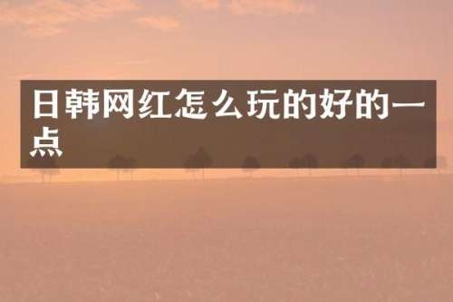 日韩网红怎么玩的好的一点