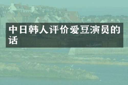 中日韩人评价爱豆演员的话