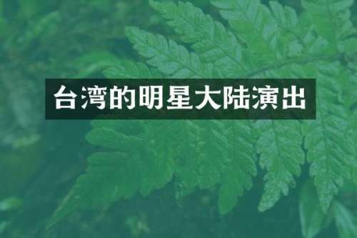 台湾的明星大陆演出