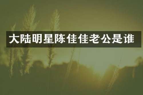 大陆明星陈佳佳老公是谁