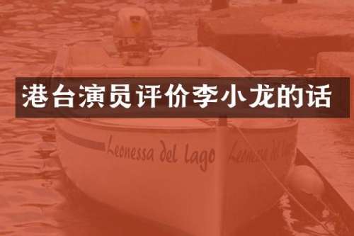 港台演员评价李小龙的话