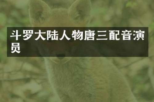斗罗大陆人物唐三配音演员