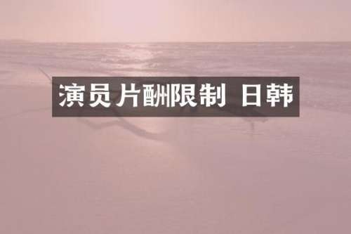 演员片酬限制 日韩