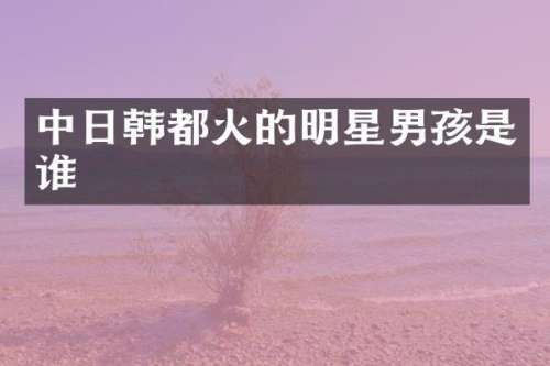 中日韩都火的明星男孩是谁