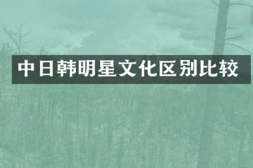 中日韩明星文化区别比较