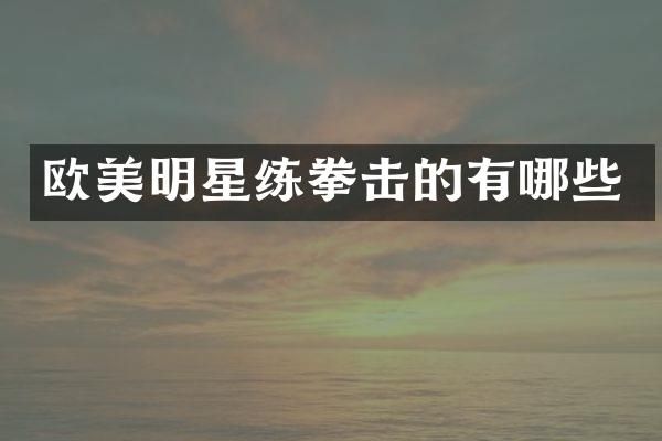 欧美明星练拳击的有哪些