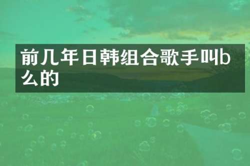 前几年日韩组合歌手叫b什么的
