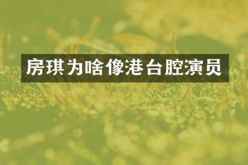 房琪为啥像港台腔演员