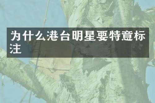 为什么港台明星要特意标注