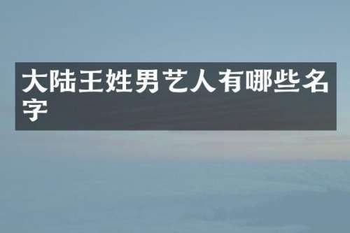 大陆王姓男艺人有哪些名字