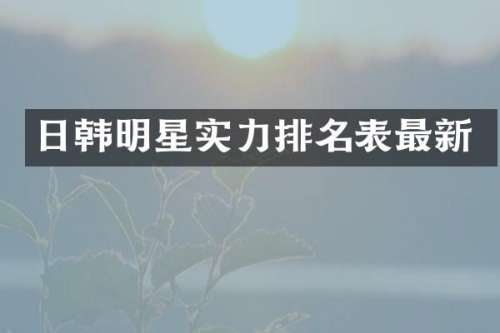 日韩明星实力排名表最新
