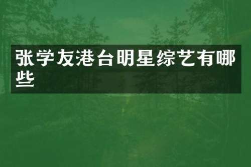 张学友港台明星综艺有哪些
