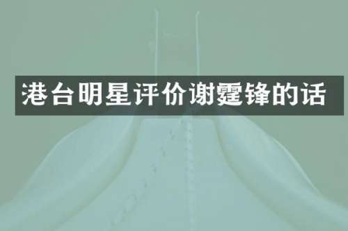港台明星评价谢霆锋的话