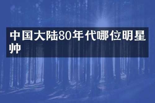 中国大陆80年代哪位明星最帅