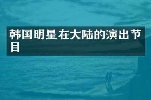 韩国明星在大陆的演出节目
