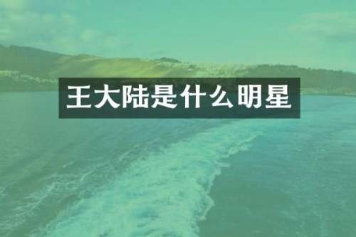 王大陆是什么明星