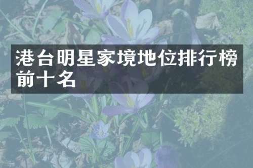 港台明星家境地位排行榜前十名