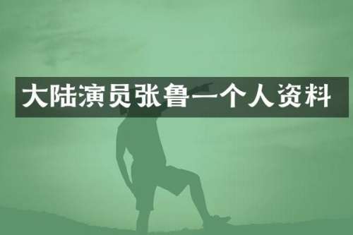 大陆演员张鲁一个人资料