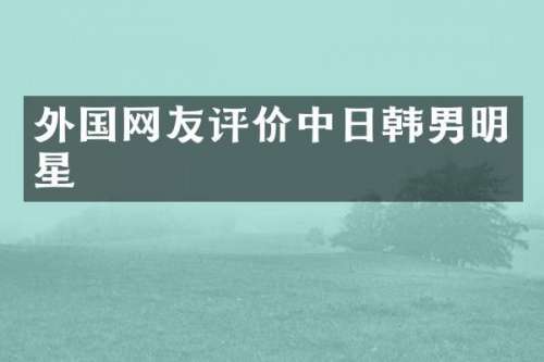 外国网友评价中日韩男明星