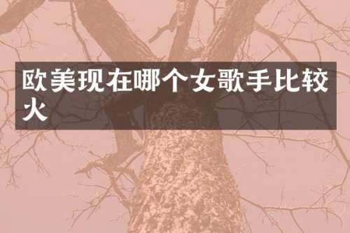 欧美现在哪个女歌手比较火