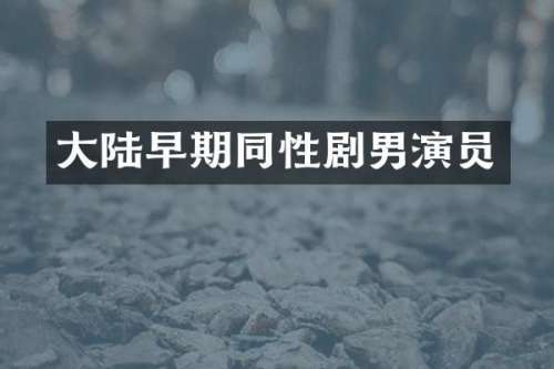 大陆早期同性剧男演员