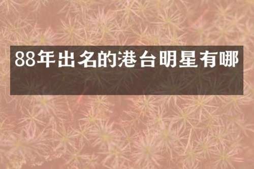 88年出名的港台明星有哪些