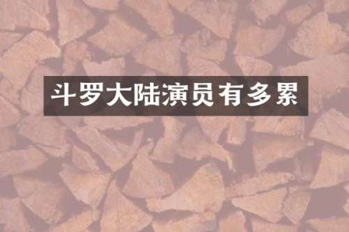 斗罗大陆演员有多累