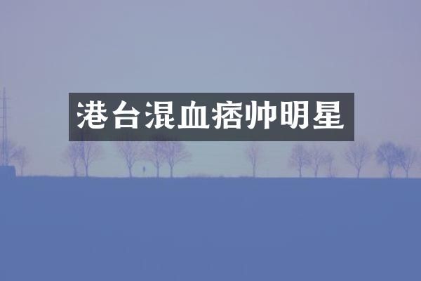 港台混血痞帅明星
