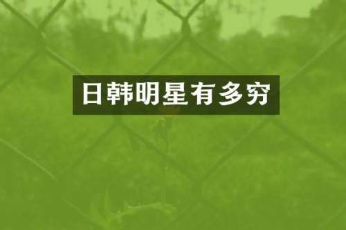 日韩明星有多穷