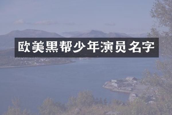 欧美黑帮少年演员名字