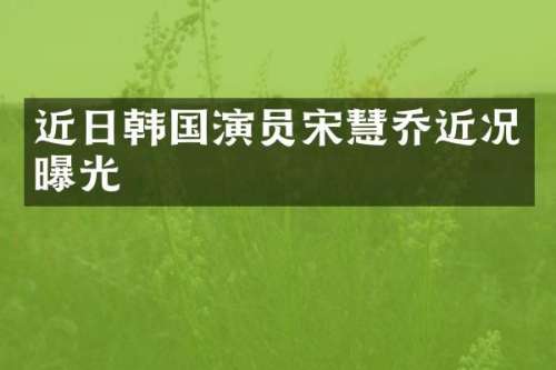 近日韩国演员宋慧乔近况曝光