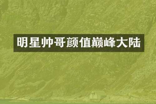 明星帅哥颜值巅峰大陆