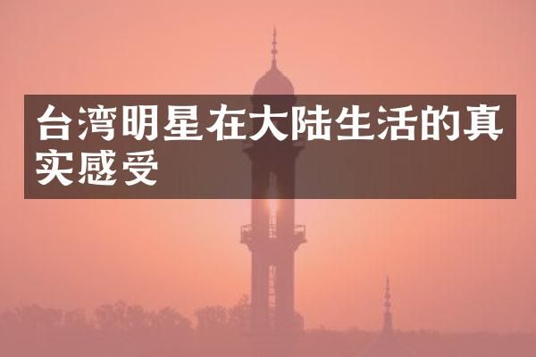 台湾明星在大陆生活的真实感受