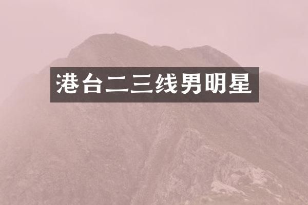 港台二三线男明星