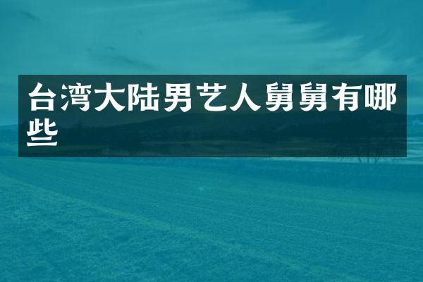 台湾大陆男艺人舅舅有哪些