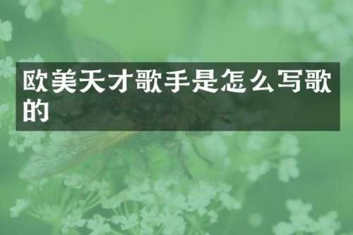 欧美天才歌手是怎么写歌的