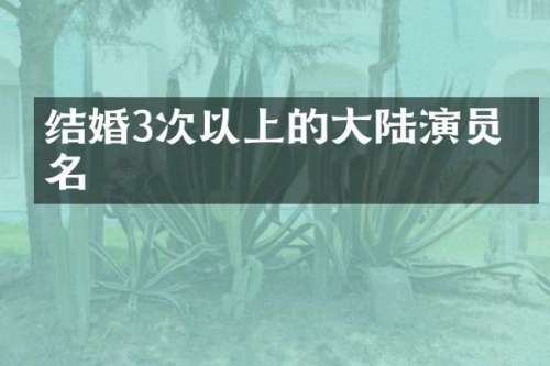 结婚3次以上的大陆演员排名