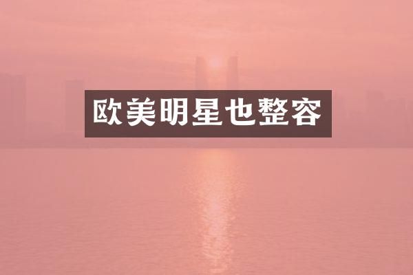 欧美明星也整容