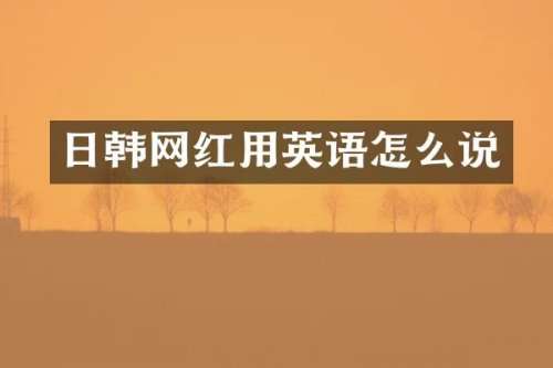 日韩网红用英语怎么说