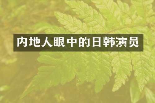 内地人眼中的日韩演员