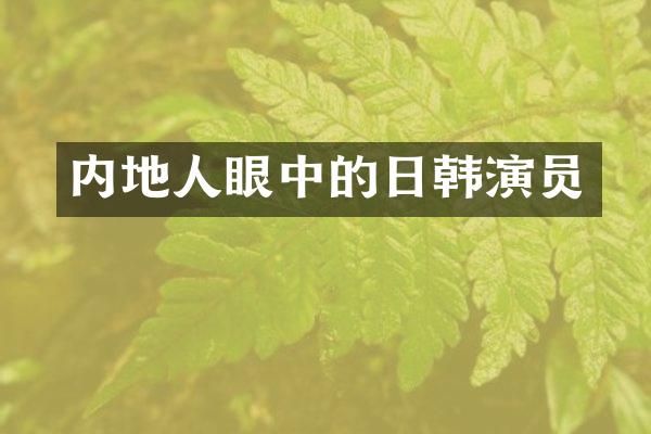 内地人眼中的日韩演员