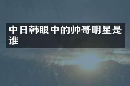 中日韩眼中的帅哥明星是谁